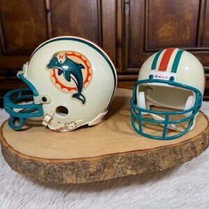 Vintage 1995 Set of 2 Riddell Miami Dolphins Decorative Helmets